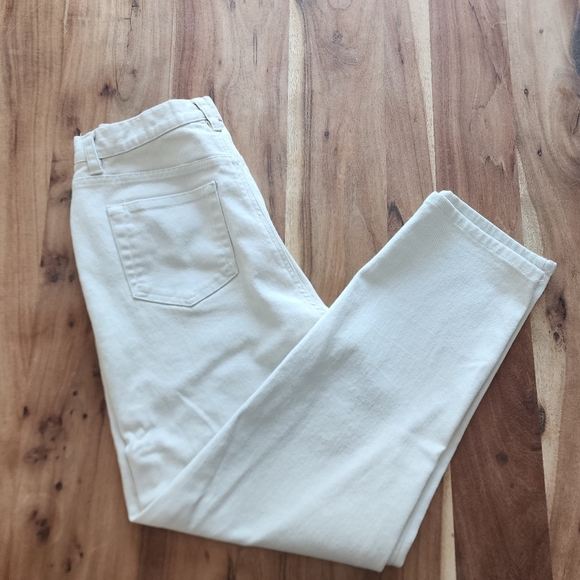 Liz Claiborne jeans, cream pants, regular waist, straight legs, size 10 - Picture 2 of 8